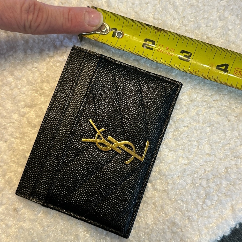 Yves Saint Laurent Black Card Holder with Gold Logo - Picture 4 of 4